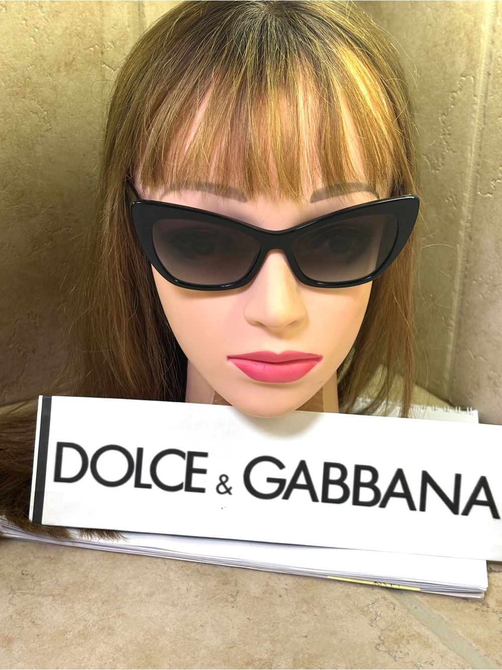 New Dolce & Gabbana DG4370 501/8G Black Cat-Eye Sunglasses